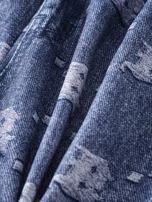 5 Pcs Young Boy Denim-Look Printed Shorts - Blue - View 9