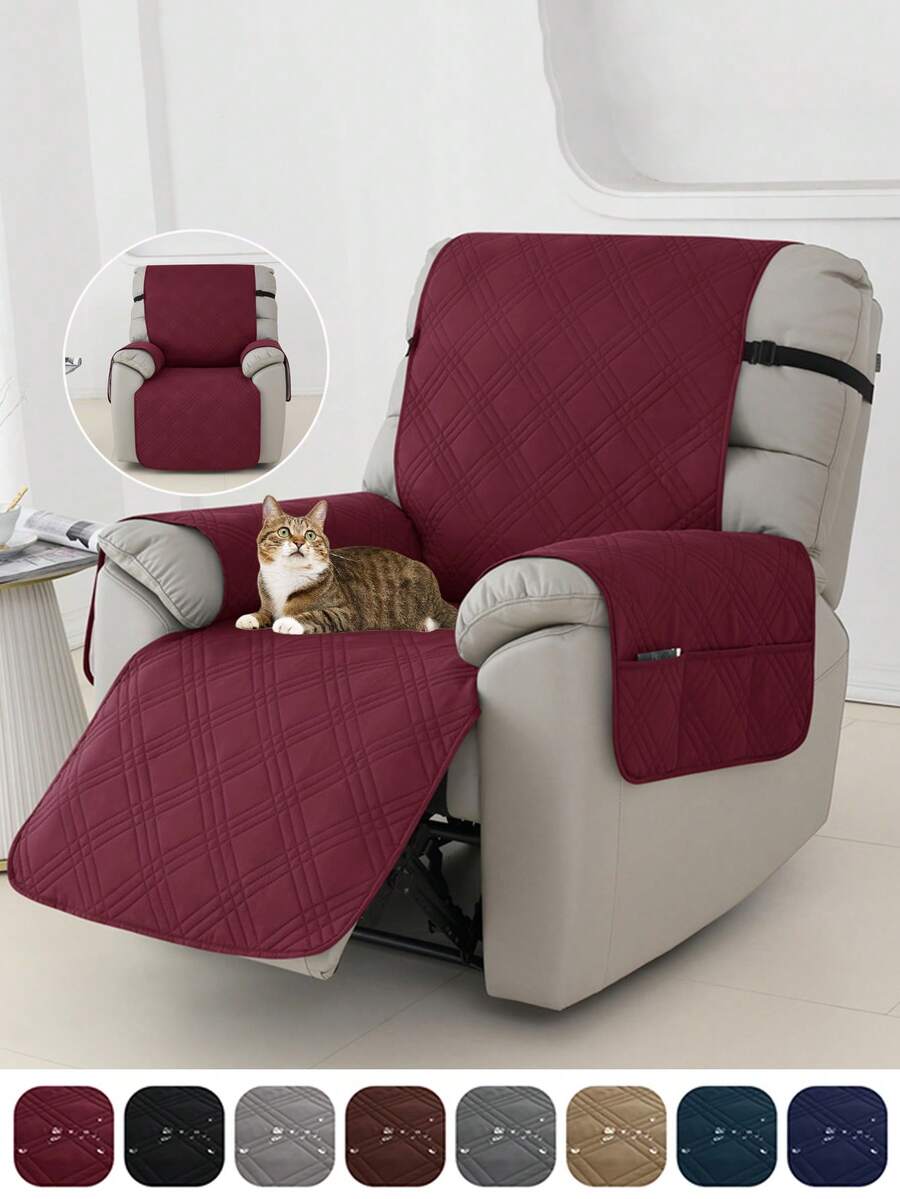Funda reclinable de 1 plaza con acolchado y correa elástica, funda protectora para sofá y sillón de sala de estar u oficina