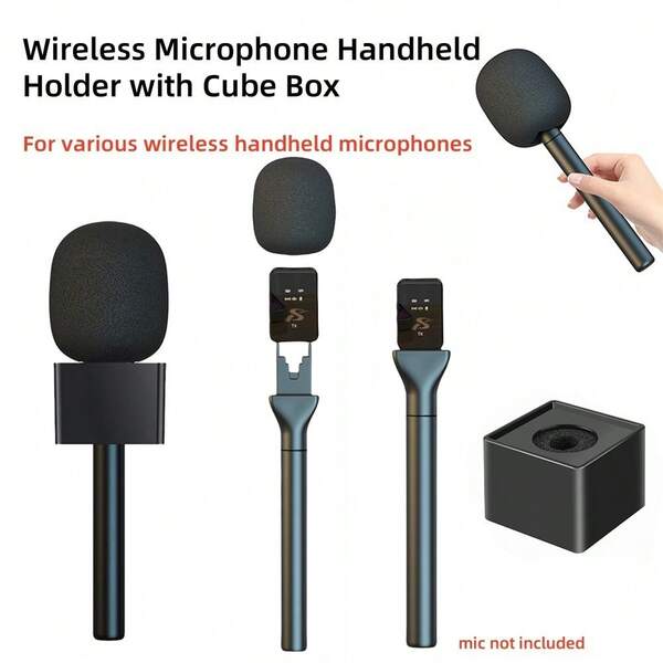 Novo Microfone Sem Fio de Entrevista com Alça Metálica e Caixa Cúbica Quadrada, Adaptador de Microfone Sem Fio de Entrevista, Microfone Sem Fio Portátil para Vlogs, Entrevistas, Podcasts, Criação de Conteúdo para Diversos Microfones de Lapela Sem Fio