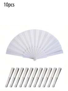 10 Pieces Of Foldable Minimalist Casual Handheld Fans, Suitable For Various Festival Parties, Weddings And Daily Use - Multicolor - View 7