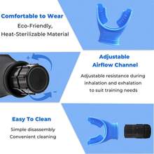 1/2 件呼吸训练器肺部屈曲健身锻炼器增加肺活量呼吸可调节水平呼吸深呼吸 - 彩色 - 查看 2