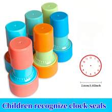 1/3pcs Random Clock Learning Stamps, Teacher's Educational Clock Model, Elementary Grade 1-2 Clock Face Stamp, Spring Switch Light Sensitive Stamp, Back To School Small Gift, Suitable For School Opening Season