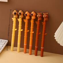 1/3/6pcs Capybara Bamboo Neutral Pens, Cute Gel Pens For Students, High-Quality Stationery Supplies, Suitable As Back To School Small Gifts