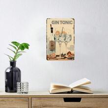 Letrero de metal vintage de Gin Tonic, placa decorativa de pared clásica, arte de pared de garaje antiguo de uso múltiple, decoración para restaurante y sala de estar, sin necesidad de electricidad