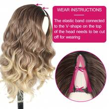 Highlight Blonde V Part Wig Ombre Upgrade Glueless U Part Wig Clip In Hair Extensions Synthetic Half Wig For Women - T4/33/15# - View 2
