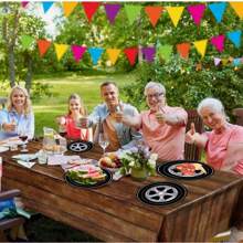 24pcs Black Tire Design Disposable Paper Plates, 7 And 9 Inches Heavy Duty Black Disposable Dinner Plates, Suitable For Racing Events, Competitions, Birthday Parties, Theme Parties, Outdoor Gatherings, Family Occasions