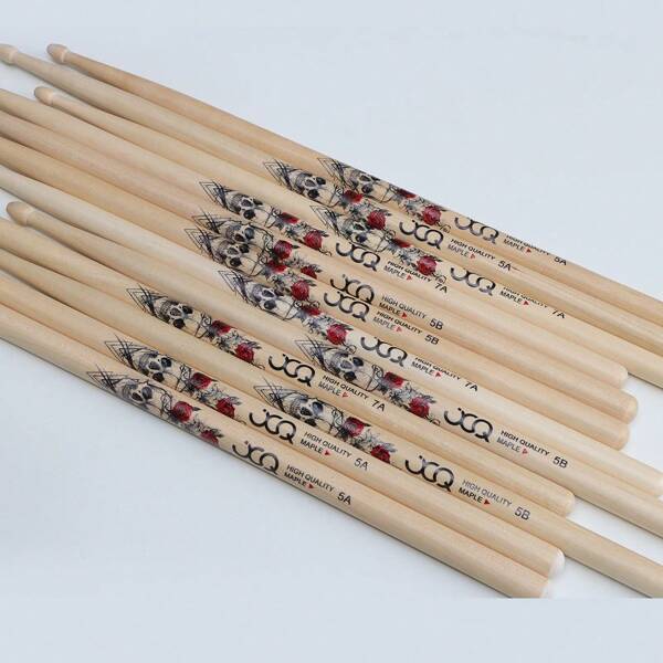 1Pair Premium Maple Wood Drumsticks, Natural Color Performance Grade Drum Mallet, 5A/7A/5B Specifications To Suit Different Playing Scenarios, Comfortable Grip And Resonant Sound, Suitable For All Ages