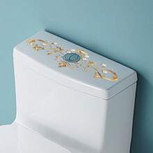 Gold Vintage Floral Toilet Seat Decal - Self-Adhesive Bathroom Wall Sticker With Intricate Embossed Design, Matte Finish, Elegant Home Surface Decoration, Elegant Home Decor | Vintage Floral Decoration | Matte Decals, Bathroom Decor And Accessories Bathroom Accessories Bathroom Organizer Fall Decor Back To School
