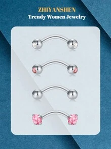 16g Eyebrow Rings Rook Earring Rook Piercing Jewelry Vertical Labret Lip Jewelry Pink Opal Stainless Steel Bridge Eyebrow Piercing Jewelry For Women Men Slivery Black Curved Barbell