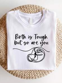 Birth Is Tough But So Are You Shirt, Doula T-Shirt, Funny Doula Tee, Birth Gift, Midwife Shirts, Doula Birth Thank You T-Shirts, Postpartum Doula. SD-3695 - 白色 - 查看 1