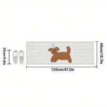 1pc Cute Cartoon Dog Pattern Bath Mat, Non-Slip Polyester Faux Wool Rug, Suitable For Bathroom, Bedroom, Living Room - Machine Washable, Striped Pattern, Soft & Easy To Clean