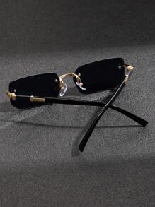 1 pièce Lunettes rectangulaires décoratives sans monture mode homme, accessoire essentiel de style rétro en matériau métallique de luxe, polyvalent et classique