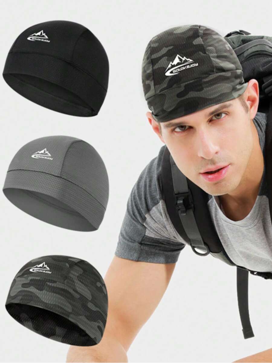 1pc Men's Cycling Turban Cap, Multicolor Fashionable Elastic Turban, Casual Comfortable Breathable Sports Daily Cap, Turban Cap - Multicolor - View 1