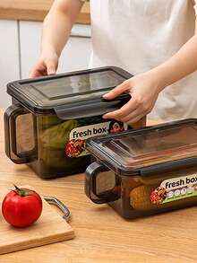 1 pieza Recipiente de almacenamiento para refrigerador, apto para cebolla verde, cilantro, jengibre, ajo, fideos, huevos, transparente y visible, extiende la frescura, ahorra espacio, organiza por clasificación, se apila de forma segura, evita la contaminación cruzada