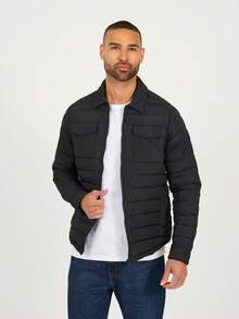 brave soul Quilted Jacket With Collar Detail - Black - View 3
