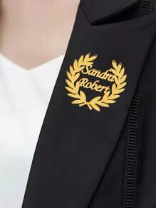 1pc Customized Double Name Olive Branch Brooch, Fashionable Personalized Stainless Steel Button Brooch DIY Letter Jewelry Suitable For Women's Apparel Accessories And Holiday Gifts, Graduation Season, Back To School Season, Mother's Day Gift