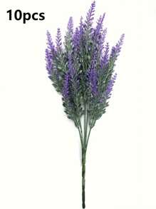 10pcs Artificial Lavender Flowers Bouquet, Purple Fake Plastic Lavender Flowers For Wedding Decor, Tabletop Centerpiece, DIY, Christmas, Spring Home Decor