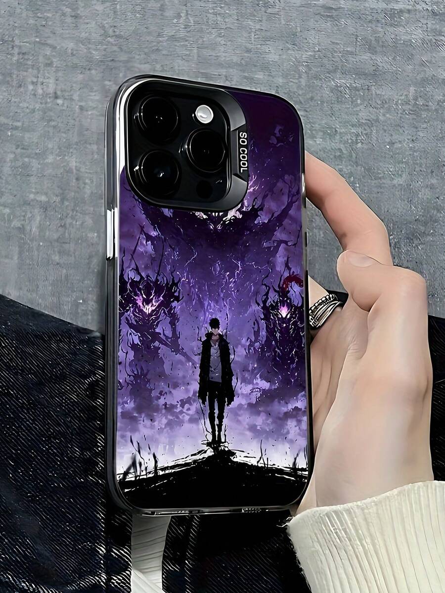 1pc Black Demon Anime Pattern Full Protective TPU Shockproof Phone Case Compatible With Apple 16/15/14/13/12/11 Pro Max, Series Waterproof Anti-Fall Scratch Resistant - Multicolor - View 1