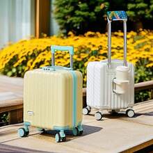 14-Inch Small Luggage, Light Weight And Convenient, Mini Carry-On Suitcase, Women & Men, Trolley, Password Lock, Handheld Travel Box Graduation Vacation Travel Accessories Summer Travel Essentials - Yellow - View 4