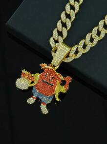 1pc Bling-Bling Hip-Hop Personalized Cartoon Expression Money Pendant Necklace, Fashionable And High-End Accessory For Both Men And Women