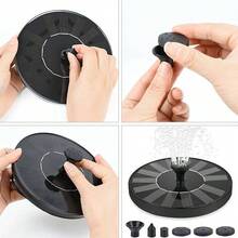 1pc Round Solar Powered Fountain, Outdoor Birdpath Water Fountain, Floating Garden Fountain Water Pump, Suitable For Spring, Summer, Fall, No Battery Required, Works Under Sunlight