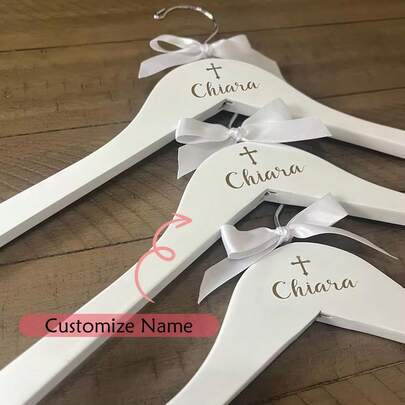 Personalized Custom Name Outfit Dress Cross White Hanger Girl Boy Christening Baptism 2025 1st First Holy Communion Decoration Favor Keepsake Gift,Home Harmony ,Travel Organizer