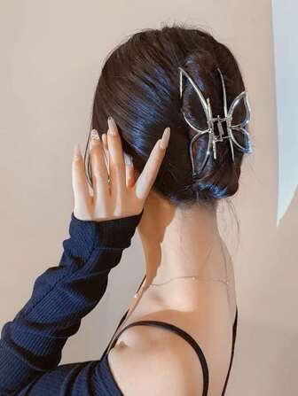 1pc Minimalist Metallic Butterfly Hair Claw Clip, Suitable For Summer Hair Clips Hair Jaw Clip Hair Clamps Hair Clutch Hair Catcher Clip