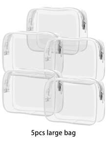 4/3/2/1 pieza(es) Bolsas de aseo de moda y sencillas para hombres y mujeres, bolsas cosméticas transparentes y impermeables del tamaño de un cuarto de galón para viajar, adecuadas para ambos géneros, se pueden llevar a bordo de aviones y regalar