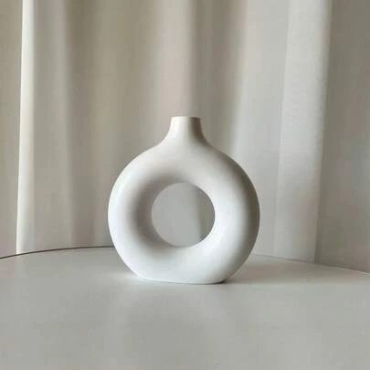 1/2/3pcs Plastic Solid Color Flower Vase, Round, Modern Abstract Design Flower Vase, Flower Arrangement Container, Neutral Bohemian Nordic Minimalist Style Flower Vase Decoration, Used For Fresh Flowers, Grass, Tables, Bookshelves, Cloaks, Living Rooms, Bedrooms, Offices, Wedding Party Decoration. Gift Birthday Graduation