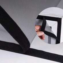 1PC灰网黑边四季驱蚊客厅卧室驱蚊帘自粘可重复使用蚊帐优雅简约设计紧密编织轻薄透气窗帘通风可水洗 - 灰色網黑色邊 - 查看 6