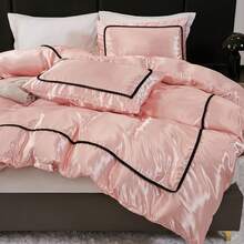 Satin Comforter Set 7 Pieces Bed In A Bag Luxury Polyester Satin Bedding Set With Comforter Pillowcases And Sheets Sets Pompoms Design Super Soft Silk Like Silky Satin Bed Set For All Season - Pink - View 6