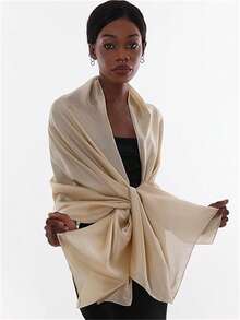 1 pieza Chal/Envolvente de unicolor de cachemira de 70*200cm para mujer, adecuado para vestidos de noche, como un pañuelo de seda de gasa, apropiado para ropa de otoño para novia y boda - Multicolor - Ver 3