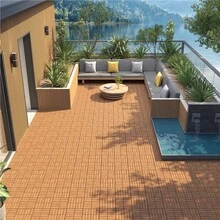 Costoffs 10/27PCS Waterproof Acacia Wood Interlocking Deck Tiles Wood Plastic Interlocking Flooring Tiles For Outdoor & Indoor/ Patio/ Garden, Wood - 木質格子圖案-10件 - 查看 10