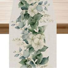 33x183cm 经典桉树叶桌布，适合春夏秋冬季节桉树桌旗，适用于节日厨房餐桌装饰、家庭聚会装饰 - 彩色 - 查看 4