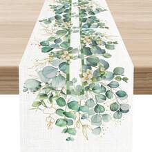 33x183cm 经典桉树叶桌布，适合春夏秋冬季节桉树桌旗，适用于节日厨房餐桌装饰、家庭聚会装饰 - 彩色 - 查看 32