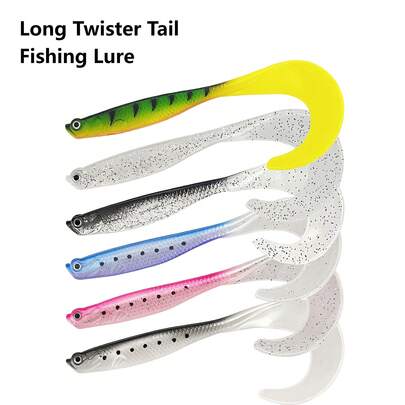 5pcs Lifelike Soft Worm Swim Baits - Soft Lures For Effective Fishing With Realistic Design - Long Twister Tail Fishing Bait For Freshwater And Saltwater,12cm/7g