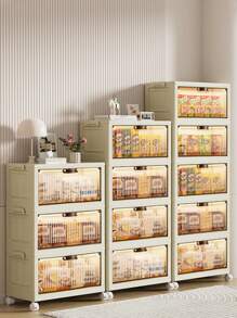1pc (45cm/17.71in-60cm/23.6in) Wide Collapsible Storage Cabinet, Flip-Top With Magnetic Door And Wheels, Large Capacity Storage Organizer For Clothes, Blankets Etc. - Ideal For Home, Bathroom, Office Or Holiday Gift, Bathroom Storage Cabinet | Rustic Decor Cabinet | Durable Storage Organizer, Closet Storage And Under Bed Storage