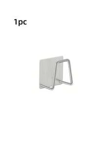 1pc Stainless Steel Sink Sponge Rack, Stainless Steel Storage Rack - Strong Adhesive Self-Adhesive Drying Rack, Kitchen Sink Drain Drying Rack, Cleaning Sponge Rack Hooks, Durable And Stylish Bathroom Accessory