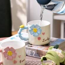 Sanrio 2 piezas Taza de cerámica con relieve en forma de girasol, taza de agua creativa para el hogar