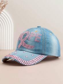 1 Stück Damen Mode Baseball Kappe mit Schmetterling Strass, vielseitig einsetzbarer Outdoor Lässig Sonnenhut mit farbigen Strass-Akzenten