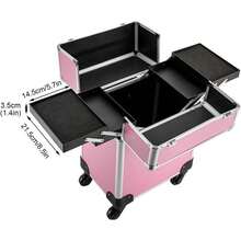 SENDERPICK Kosmetikkoffer-Trolley, Trolley-Kosmetikkoffer, Kosmetik-Trolley, Kosmetikkoffer, Kosmetikkoffer mit Rollen, Multifunktionskoffer mit Schloss. (Pink) - Pink - Übersicht 8