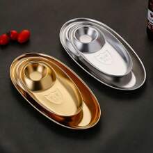 1PC Customized Snack Plate French Fries Elliptical Plate Simple Dip Plate Seasoning Plate
