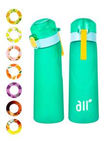 1 pièce Bouteille d'eau parfumée, bouteille avec un pod de saveur aléatoire, bouteille à eau 0 sucre 0 calorie avec paille pour l'extérieur, tasse étanche - convient pour la salle de gym, la course, la bouteille d'eau de sport