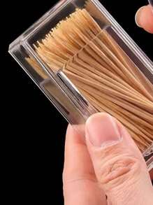 1pc PMMA Toothpick Holder, Clear Acrylic Toothpick Holder ,Minimalist Clear Toothpick Holder Dispense,Elegant Clean For Home Kitchen Storage Gadgets Creative Portable Toothpick Box