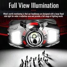 1 PIEZA Linterna frontal LED de alta luminosidad recargable por USB con sensor de movimiento, lámpara frontal portátil para pesca, camping, exteriores y trabajo
