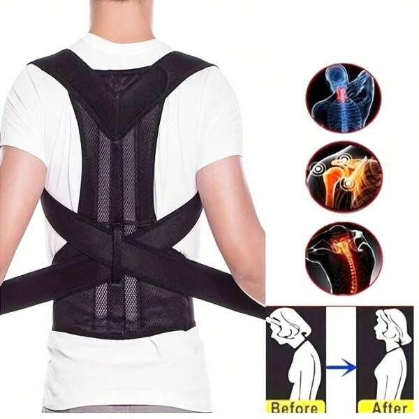 ComfortFit Posture Corrector For Men - Adjustable, Breathable Orthopedic Brace - Seamless Upper Back, Spine, Neck & Shoulder Support - Ideal For Daily Wear, Clavicle Stabilization - Promotes Healthy Posture, Prevents Slouching Exercise Waist Belt Suitable For Workout Home Sports And Walk