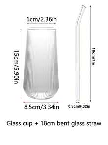 1 Stück gestreifte Glas Kaffeetasse, geeignet für den Heimgebrauch, Frauen, kann Getränke, Milchtee usw. aufnehmen, geeignet für heiße und kalte Getränke, transparent und langanhaltend, ideal als Geburtstagsgeschenk, Heimdekoration, süße personalisierte Geschenke, großvolumige transparente Glasstasse - Transparent - Übersicht 8