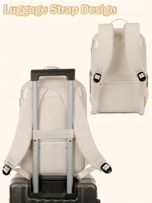 男女通用大容量旅行背包 - 航空认可的随身行李袋，配有干/湿隔层、尼龙、多个口袋和收纳袋，军用风格设计，适合学校、学校配件和学校用品 - 米色 - 查看 4