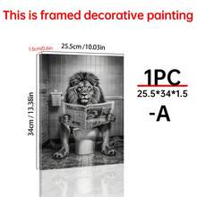 1 Tranh Canvas Không Khung Vui Nhạy, Hình Sư Tử Đọc Báo Trong Nhà Vệ Sinh, Thích Hợp Cho Phòng Khách, Phòng Ngủ, Văn Phòng, Quán Cà Phê - Tranh Nghệ Thuật Không Khung Sáng Tạo, Trang Trí Nhà Cửa, Tranh Treo Tường Canvas, Poster Phòng, Trang Trí Nhà, Thẩm Mỹ Trang Trí Phòng, Vật Dụng Trang Trí Phòng. - 1 cái - Xem 15