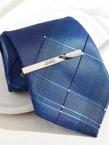 1piece Custom Name Tie Clip, Stainless Steel Personalized Letter Cufflink, Wedding Lapel Pin, Gentleman's Fashion Accessory, Men's Gift, Simple Style - Multicolor - View 5